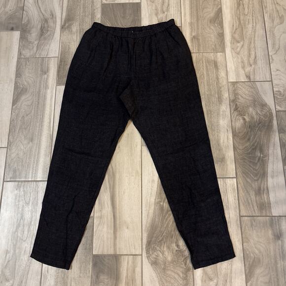 Eileen Fisher Pants Womens Size Medium Gray 100% Linen Straight Leg Pull On 30” - Picture 1 of 10